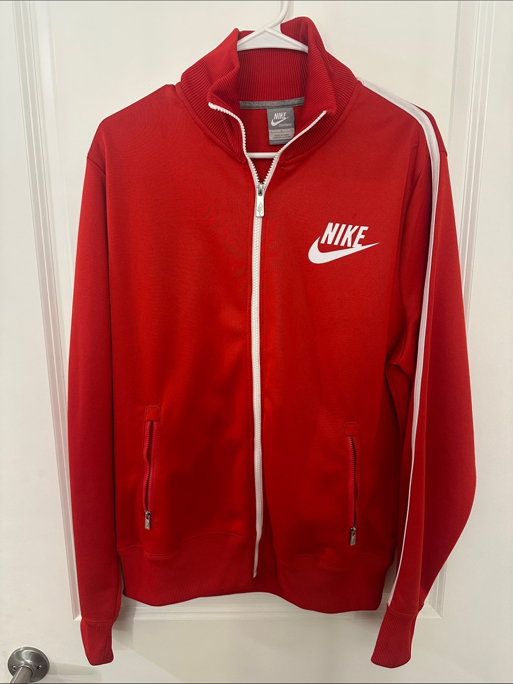 Nike Red Full-Zip Track Jacket with White Accents